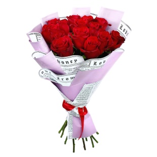Букет "15 красных роз в корейской упаковке"