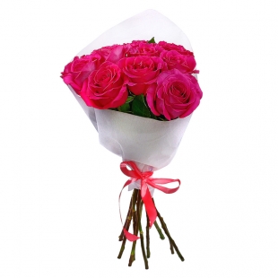 Букет "11 розовых роз в корейской упаковке"