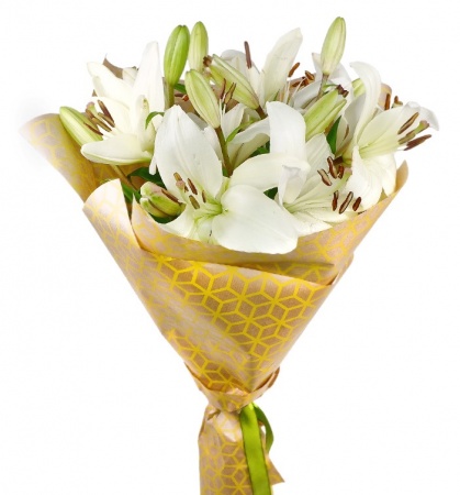 Букет "5 лилий в крафте"