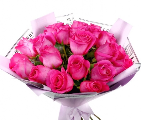 Букет "25 розовых роз в корейской упаковке"