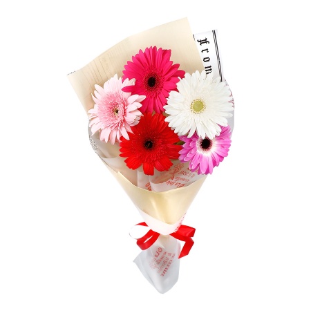 Букет "5 гербер микс в корейской упаковке"