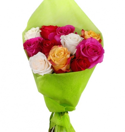 Букет "11 роз микс в фетре"