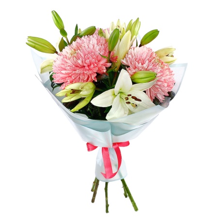 Букет "С Хризантемами и Лилиями"