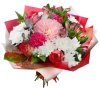 Букет "С Хризантемой, розами и альстромерией"
