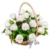 Композиция "21 белая роза в корзине"