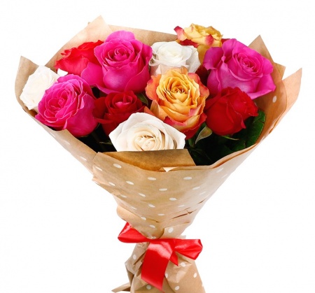 Букет "11 роз микс в крафте"