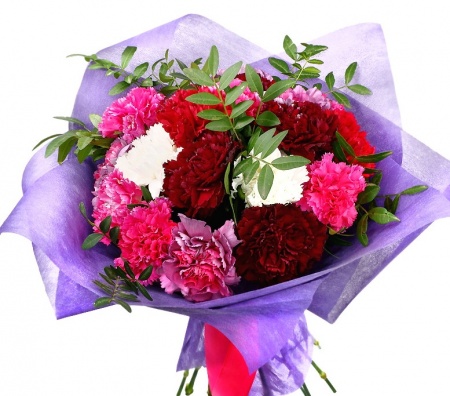 Букет "19 гвоздик микс с зеленью в фетре" Букет "19 гвоздик микс с зеленью в фетре"