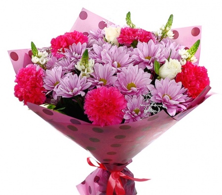 Букет "С Хризантемой и Гвоздикой"