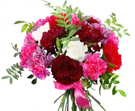 Букет "17 гвоздик микс с зеленью"