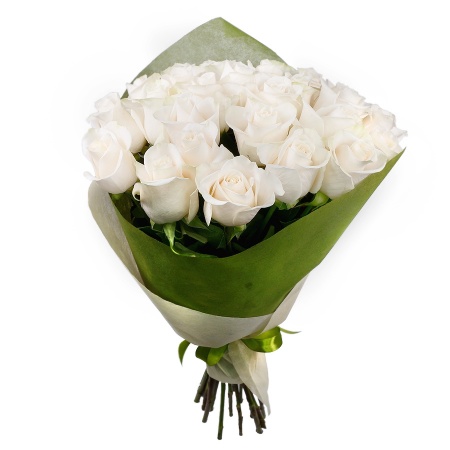 Букет "25 белых роз в крафте"