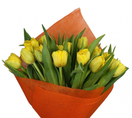 Букет "15 желтых тюльпанов в крафте"
