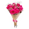 Букет "11 розовых роз с гипсофилой в крафте"