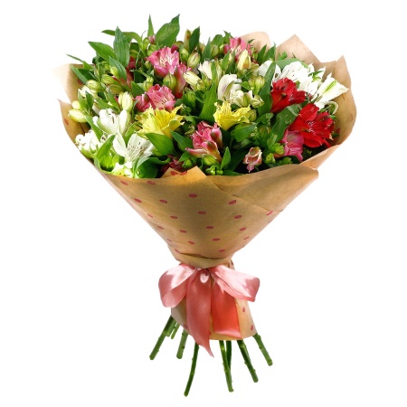 Букет "15 альстромерий микс в крафте"