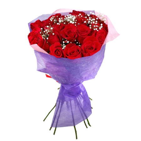 Букет "25 красных роз с гипсофилой в фетре" Букет "25 красных роз с гипсофилой в фетре"