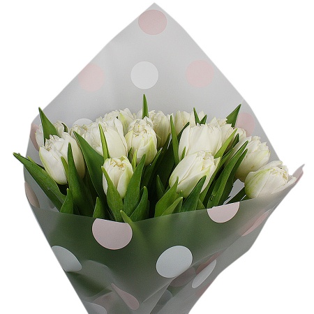 Букет "15 белых тюльпанов в крафте"