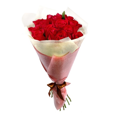Букет "15 красных роз в фетре"